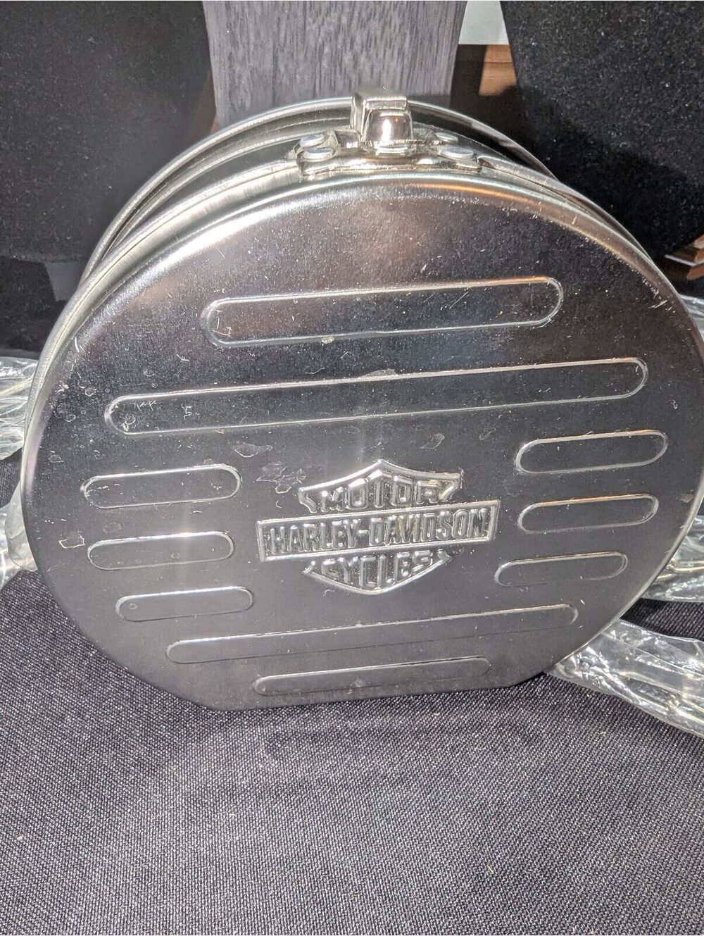 Vintage 90s Harley Davidson Tin Purse with Chain container shoulder bag metal